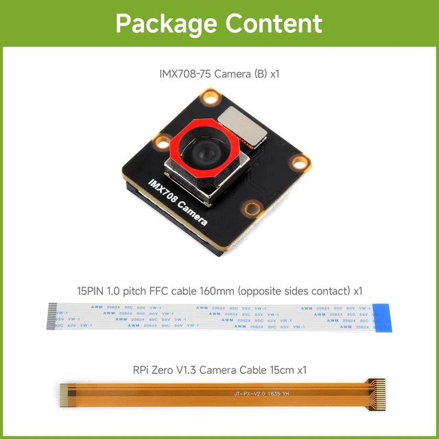 Alt view image 2 of 4 - Waveshare IMX708 12MP High Resolution Autofocus Camera, 79.8° FOV | Compatible with Raspberry Pi series boards. Provide clear image quality, suitable for a variety of shooting scenarios.