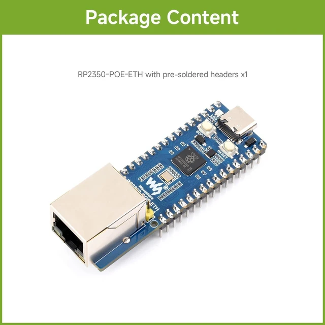 Alt view image 2 of 7 - Waveshare RP2350-POE-ETH-M Dev Board, Dual Core and Architecture | With pre-soldered headers, without PoE module