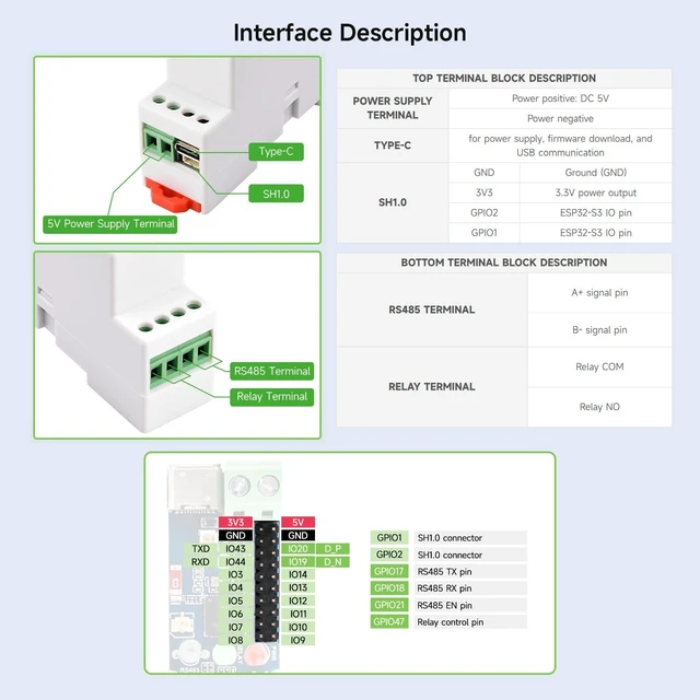 Alt view image 7 of 7 - Waveshare Industrial 1-Channel ESP32-S3 WiFi Relay Module, Wi-Fi/Bluetooth Support, Onboard RS485 Interface, Multiple Isolation Protection Circuits, Industrial-Grade Rail-Mount Enclosure