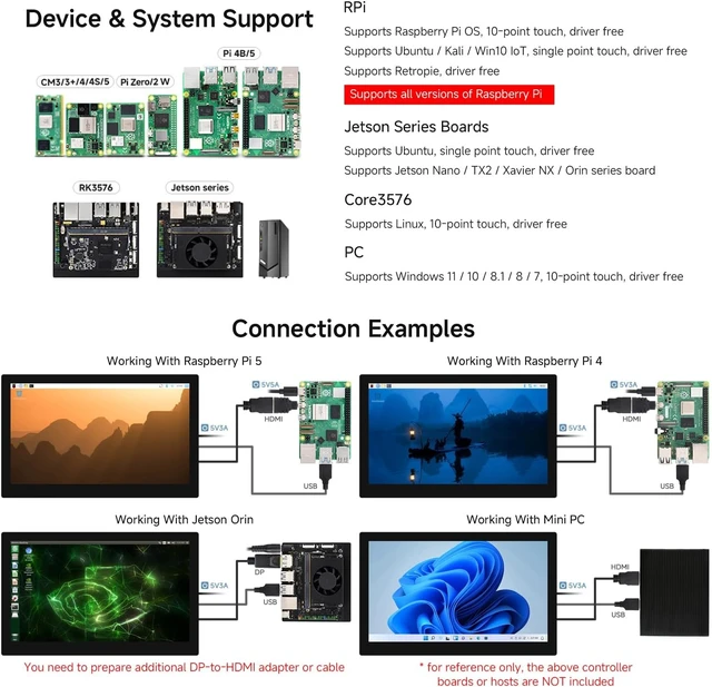 Alt view image 4 of 7 - Waveshare 10.1inch QLED Quantum Dot Display Type B, 1280 × 720 Resolution | Compatible with Raspberry Pi,G+G Toughened Glass Panel, IPS, Supports DDC/CI Brightness Adjustment