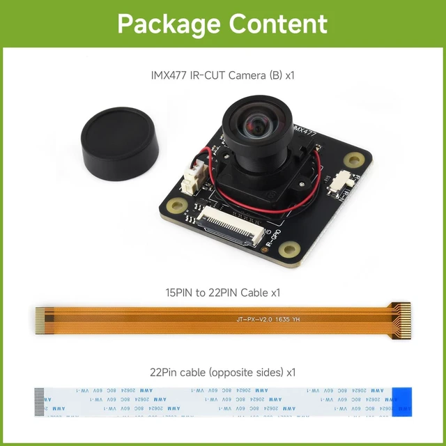 Alt view image 2 of 5 - Waveshare IMX477 IR-Cut 12.3MP Camera (B), for RPi/Jetson/RDK Series Boards | The IMX477 sensor supports up to 12.3MP resolution, capturing every detail in the picture
