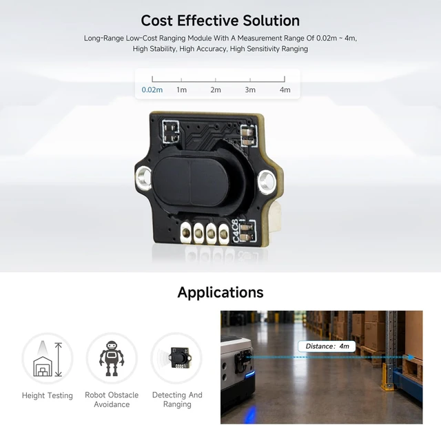 Alt view image 5 of 6 - Waveshare TOF MINI Laser Range Sensor, Based on Time-of-Flight (TOF) | built-in controller and ranging algorithm, UART communication support long range|Short Blind Zone|stable/accurate/sensitive