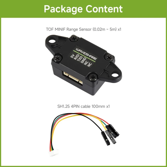 Alt view image 2 of 6 - Waveshare TOF (time of Flight) Laser Range Sensor, UART Communication | based on D-TOF Single-Point Laser Sensor|long range|Short Blind Zone|stable/accurate/sensitive|indoor/outdoor