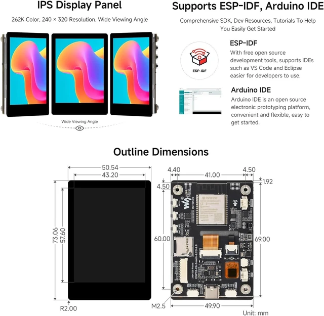 Alt view image 6 of 7 - Waveshare ESP32-C6 2.8inch IPS Capacitive Touch Display Development Board | 240 × 320, 262K color, Integrated W-F 6, BLE 5, and IEEE 802.15.4 (Zigbee 3.0 and Thread)multiple peripheral interfaces