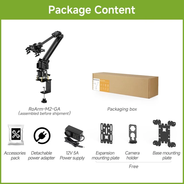 Alt view image 2 of 7 - Waveshare 3+1 DOF High-Torque Serial Bus Servo Based On ESP32 | Desktop Robotic Arm Kit, supports flexible expansion, secondary development, and wireless control