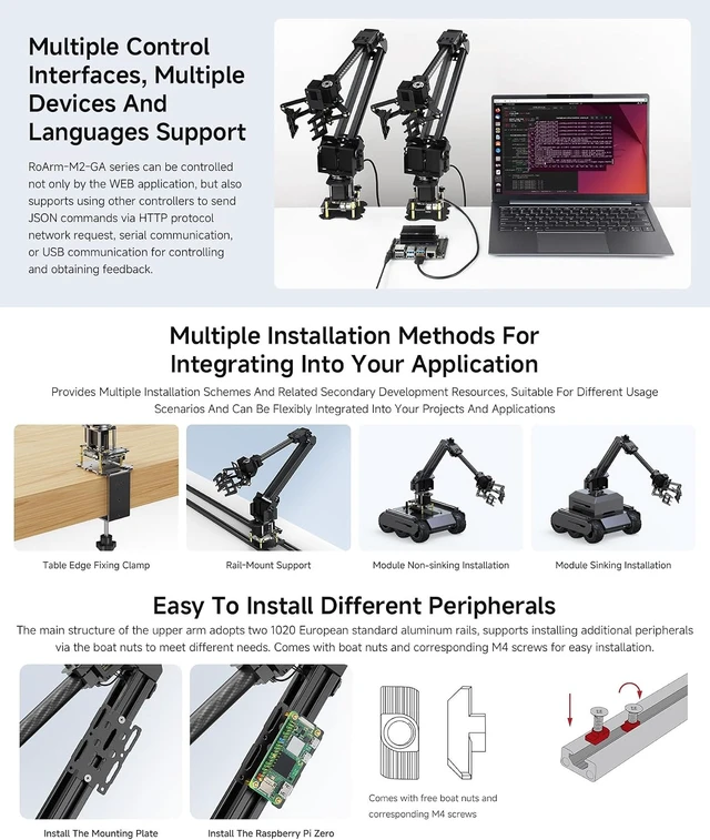 Alt view image 7 of 7 - Waveshare 3+1 DOF High-Torque Serial Bus Servo Based On ESP32 | Desktop Robotic Arm Kit, supports flexible expansion, secondary development, and wireless control
