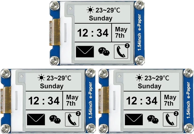 Main image of Waveshare 1.54 Inch E-Paper Display Panel Module V2 Kit 3.3v/5v 200x200 Resolution E-Ink Electronic Screen Partial Refresh for Raspberry Pi/Jetson Nano/Arduino/STM32 with SPI Interface (Pack of 3)