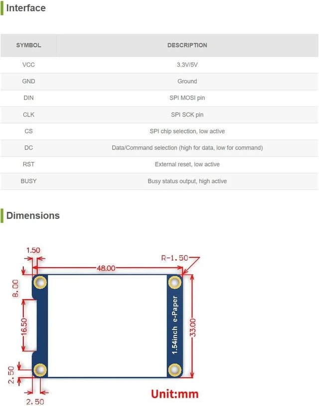 Alt view image 5 of 5 - Waveshare 1.54inch E-Paper Display Module Compatible with Jetson Nano/Raspberry Pi 4B/3B+/3A+/3B/2B/1B+/1A+/Zero 2 W/Zero W/Zero 200x200 Resolution Black and White