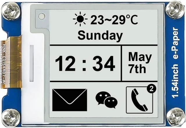 Main image of Waveshare 1.54 Inch E-Paper Display Panel Module V2 Kit 3.3v/5v 200x200 Resolution E-Ink Electronic Screen Partial Refresh for Raspberry Pi/Jetson Nano/Arduino/STM32 with SPI Interface