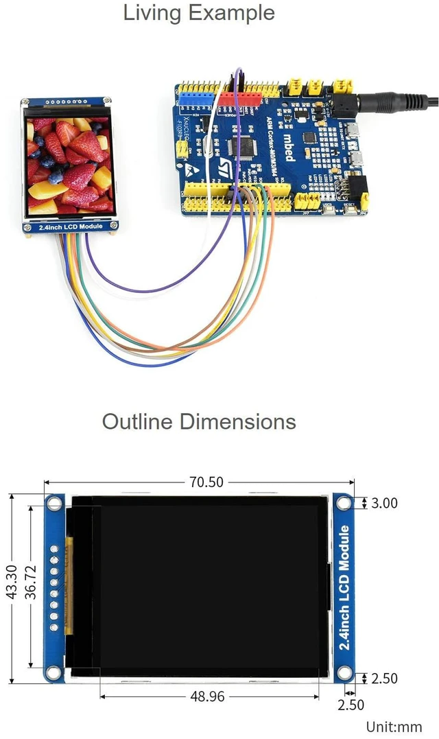 Alt view image 5 of 6 - waveshare 2.4inch LCD Display Module with 65K RGB Colors 240×320 Resolution SPI Interface (Pack of 3)