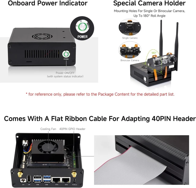 Alt view image 5 of 6 - Waveshare Aluminum Alloy Case for Jetson Orin Type B, with Camera Holder | Suitable for Jetson Orin Nano And Jetson Orin NX dual ETH Kits Active + Passive Cooling Precise Opening Design