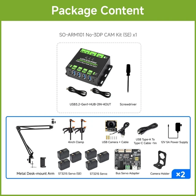 Alt view image 2 of 7 - Waveshare SO-ARM101 Open-Source 6-Axis Robotic Arm, No-3DP CAM Kit | Native Hugging Face LeRobot Support, High-Torque Bus Servos,3D Printed Parts,supports Jetson Orin Nano Super/Orin NX Super/PC