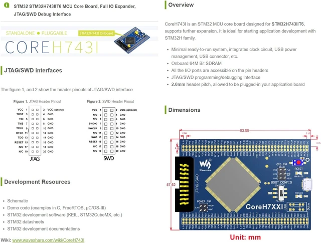 Alt view image 3 of 7 - Waveshare OpenH743I-C Package A with 4.3inch Capacitive Touch LCD the STM32 Development Board Designed for the STM32H743IIT6 Microcontroller
