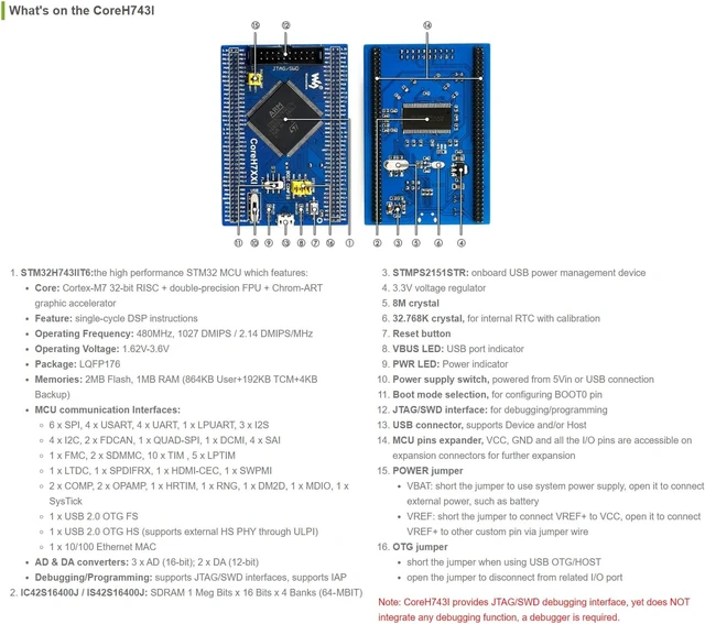 Alt view image 4 of 7 - Waveshare OpenH743I-C Package A with 4.3inch Capacitive Touch LCD the STM32 Development Board Designed for the STM32H743IIT6 Microcontroller