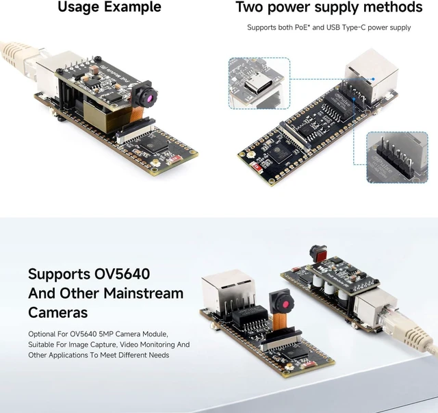 Alt view image 7 of 7 - Waveshare ESP32-S3 ETH Dev Board, with Pre-soldered Headers, OV5640 Camera | Support Wi-Fi 5 & BLE5, 240MHz Dual Core, Type-C Port and TF Card Slot, Pico HAT compatible, multiple peripheral interfaces