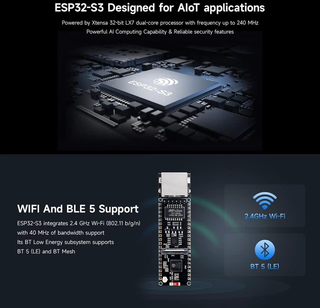 Alt view image 5 of 7 - Waveshare ESP32-S3 ETH Dev Board, with Pre-soldered Headers, OV5640 Camera | Support Wi-Fi 5 & BLE5, 240MHz Dual Core, Type-C Port and TF Card Slot, Pico HAT compatible, multiple peripheral interfaces