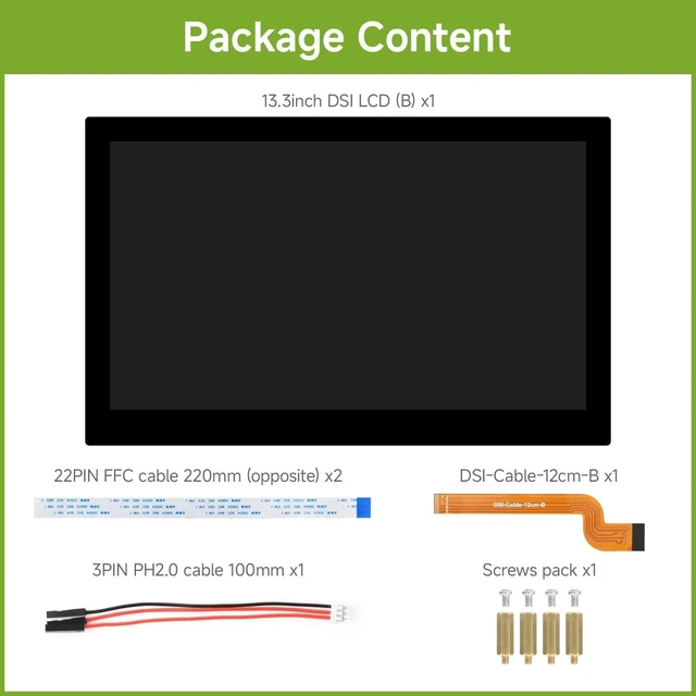Alt view image 2 of 7 - Waveshare 13.3inch High Resolution DSI Capacitive Touch Display, 1920 × 1080, IPS, Toughened Glass Panel, DSI Interface, 10-Point Touch, Without Back Panel