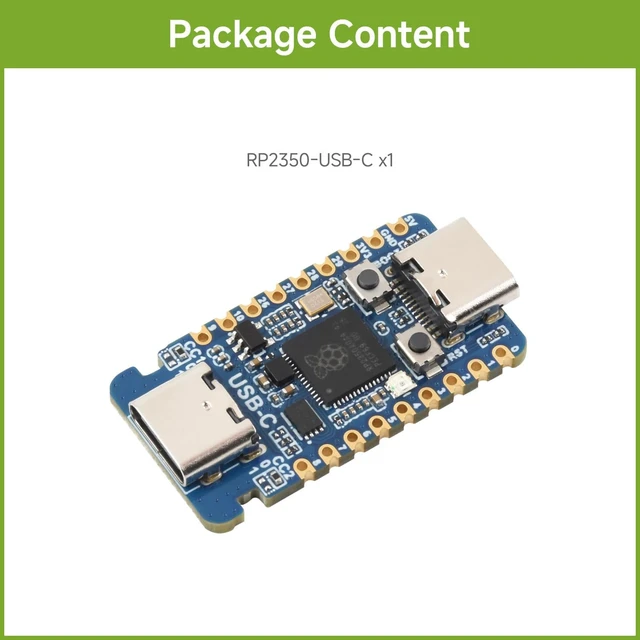 Alt view image 2 of 5 - Waveshare RP2350-USB-C Microcontroller Dev Board Based on RPi RP2350A | Dual-Core & Dual-Architecture,Castellated module, suitable for SMD applicationsBased on Raspberry Pi RP2350A