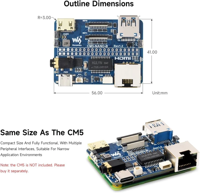Alt view image 4 of 5 - Waveshare Nano Base Board (B), Compatible with Raspberry Pi Compute Module 5, Same Size As The CM5, Base Board for Compute Module 5 Lite/eMMC