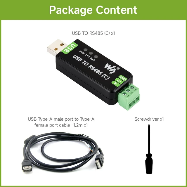Alt view image 2 of 7 - Waveshare USB to RS485 (C) Industrial Grade Isolated Bidirectional Converter, Features the FT232RNL chip, Onboard Isolated transceiver and TVS, Up to 1.2km RS485 Transmission Distance