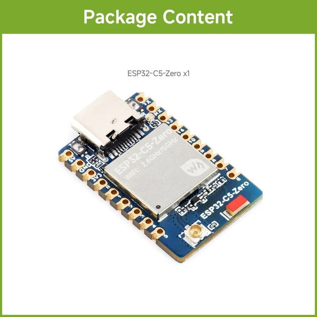 Alt view image 2 of 6 - Waveshare ESP32-C5 Mini Development Board, Equipped with 32-bit RISC-V Processor, Integrated 2.4GHz/5GHz Dual-Band Wi-Fi 6 and BLE 5