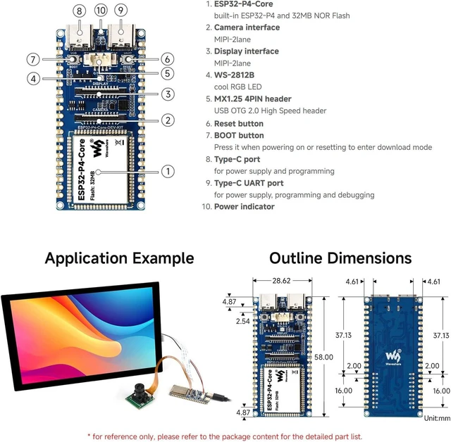 Alt view image 5 of 5 - Waveshare ESP32-P4-Core High-Performance Development Board Based On ESP32-P4, Equipped with RISC-V 32-bit Dual-core and Single-core Processors, Supports USB OTG 2.0 HS