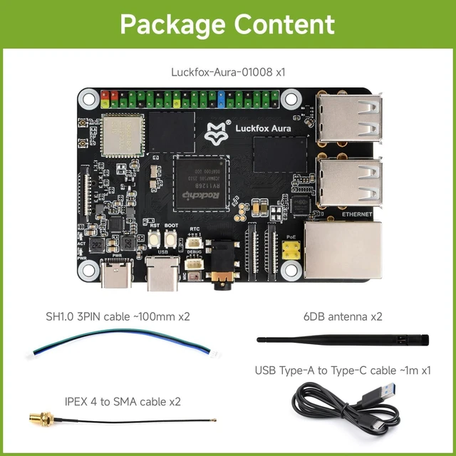 Alt view image 2 of 7 - Waveshare Luckfox Aura High-Performance Linux Development Board, Rockchip RV1126B Quad-Core 1.6GHz Processor, 3 Tops Computing Power, 4K Encoding and Decoding, with 8GB eMMC, with 1GB LPDDR4X RAM