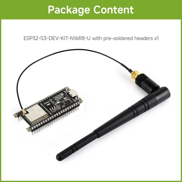 Alt view image 2 of 7 - ESP32-S3 Microcontroller, 2.4GHz Wi-Fi Development Board, 240MHz Dual Core Processor, ESP32-S3-WROOM Module, 16MB Flash, 8MB PSRAM, with Headers