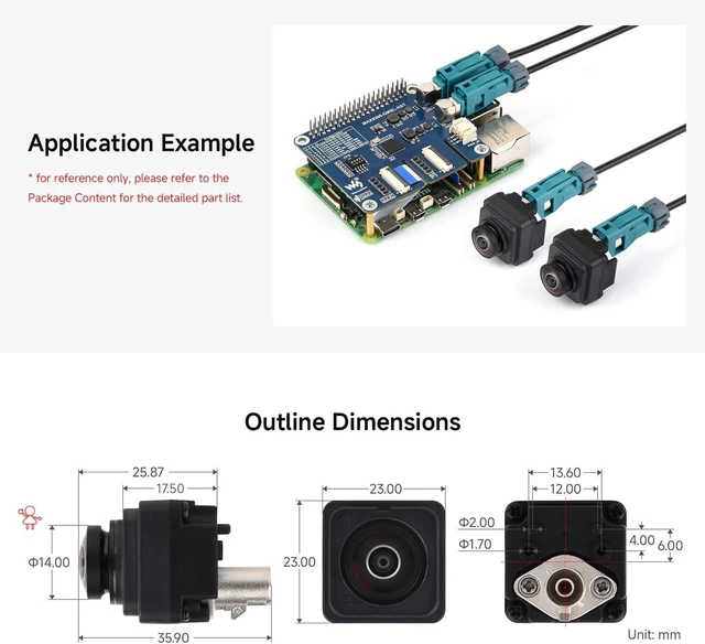 Alt view image 5 of 5 - Waveshare 1MP GMSL Camera Module, Automotive-Grade Image Sensor, Built-in ISP, AA Lens, IP67 Protection Degree and More Durable