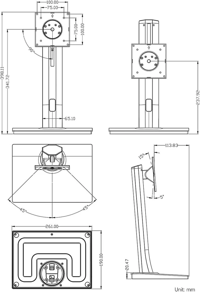 Alt view image 7 of 7 - Waveshare VESA Desktop Monitor Stand for 21.5" ~ 27" Monitors, with 75 × 75/100 × 100 (mm) VESA Mounting Holes, Multi-Angle Adjustable, Weighted Base, and Ergonomic Design