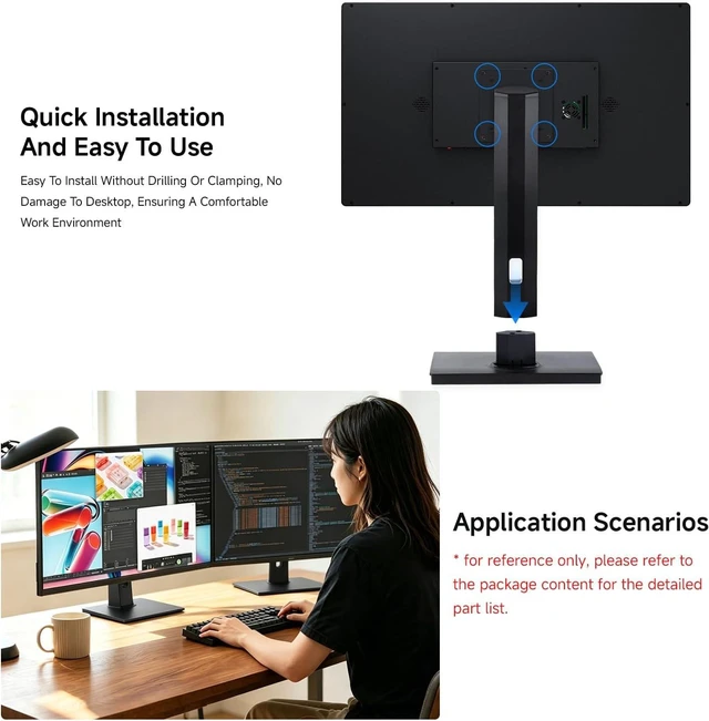 Alt view image 6 of 7 - Waveshare VESA Desktop Monitor Stand for 21.5" ~ 27" Monitors, with 75 × 75/100 × 100 (mm) VESA Mounting Holes, Multi-Angle Adjustable, Weighted Base, and Ergonomic Design