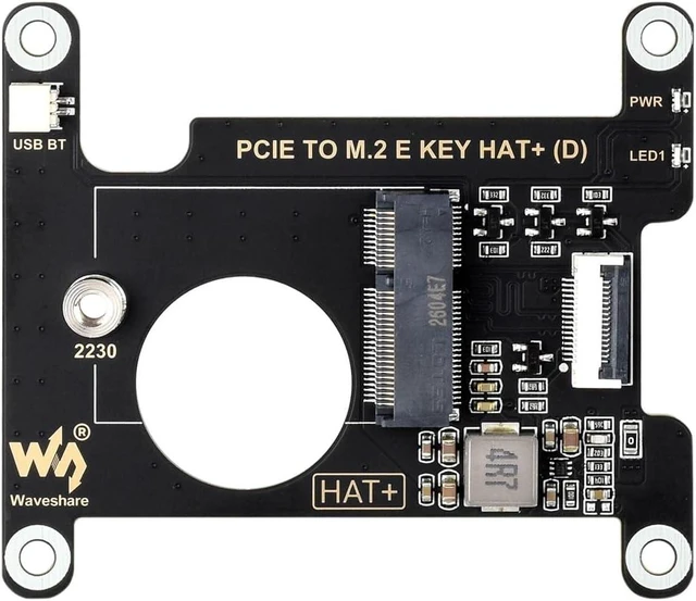 Main image of Waveshare PCIe to M.2 E Key HAT (D) for Raspberry Pi 5, Compatible with Various NGFF (M.2 E Key) Wireless NIC, Supports USB Bluetooth Connection