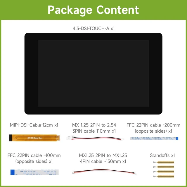 Alt view image 2 of 7 - waveshare 4.3inch DSI Capacitive Touch Display, Compatible with RPi 3A+/3B+/4B/5 480 × 800, IPS Display Panel, 5-Point Touch, Optical Bonding Toughened Glass Panel