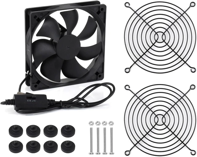 Main image of Waveshare USB 5V 120mm Quiet Cooling Fan, 3-Speed Adjustable, PWM Control, High Airflow, Anti-Vibration Design, Compatible with Multiple Devices, Single Fan and USB-A Cable