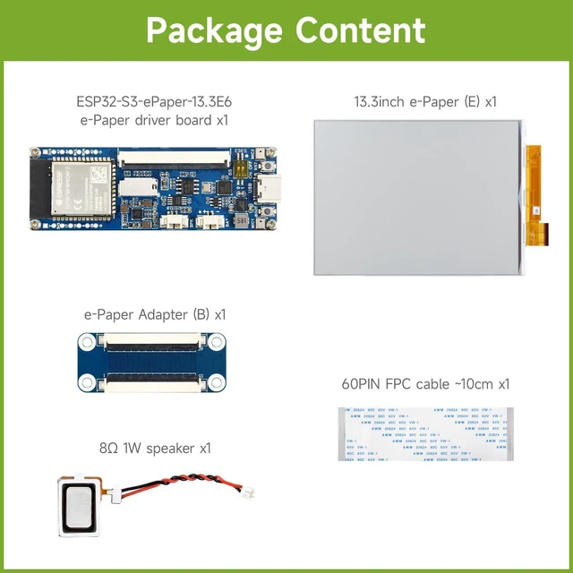 Alt view image 2 of 7 - Waveshare 13.3inch Full Color E-Paper Display with ESP32-S3 E-Paper Driver Board, Adopts E Ink Spectra 6 (E6) Technology, Onboard Audio Codec Chip, WiFi & Bluetooth Support