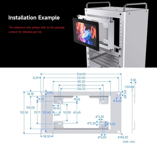 Alt view image 4 of 4 - Waveshare HomeRack 7inch DSI Display Mounting Panel, 3U Mounting Space, Compatible with Official Raspberry Pi 7inch Touch Displays