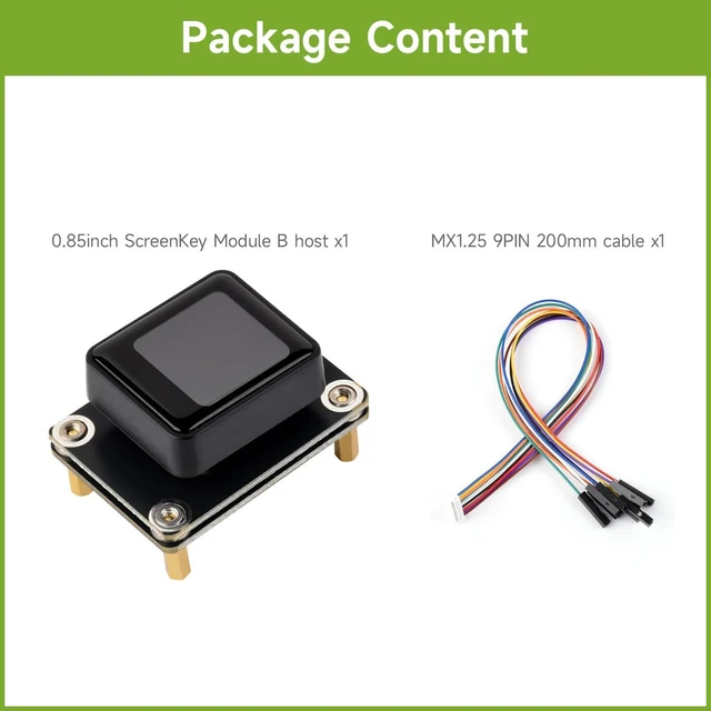 Alt view image 2 of 7 - Waveshare 0.85inch Mechanical LCD ScreenKey, IPS Panel, 128 × 128 Resolution, 65K Color, SPI Communication Interface, Comes with Keycap+Switch+PCB Module, Black