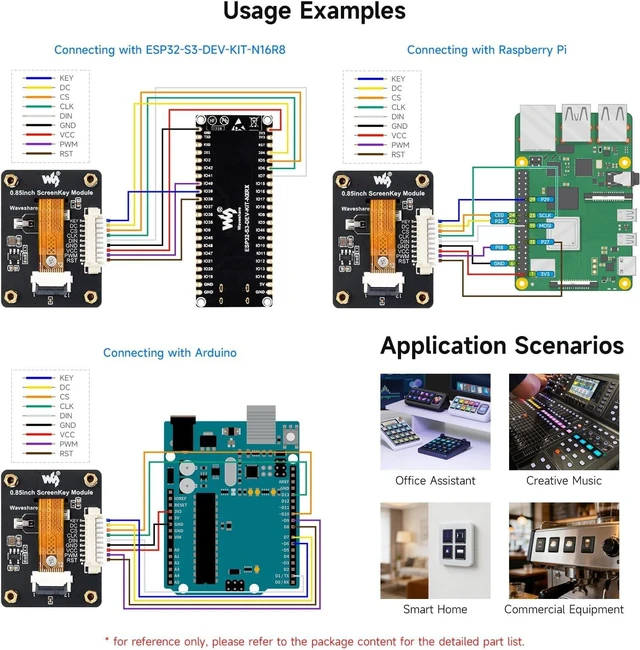 Alt view image 6 of 7 - Waveshare 0.85inch Mechanical LCD ScreenKey, IPS Panel, 128 × 128 Resolution, 65K Color, SPI Communication Interface, Comes with Keycap+Switch+PCB Module, Black