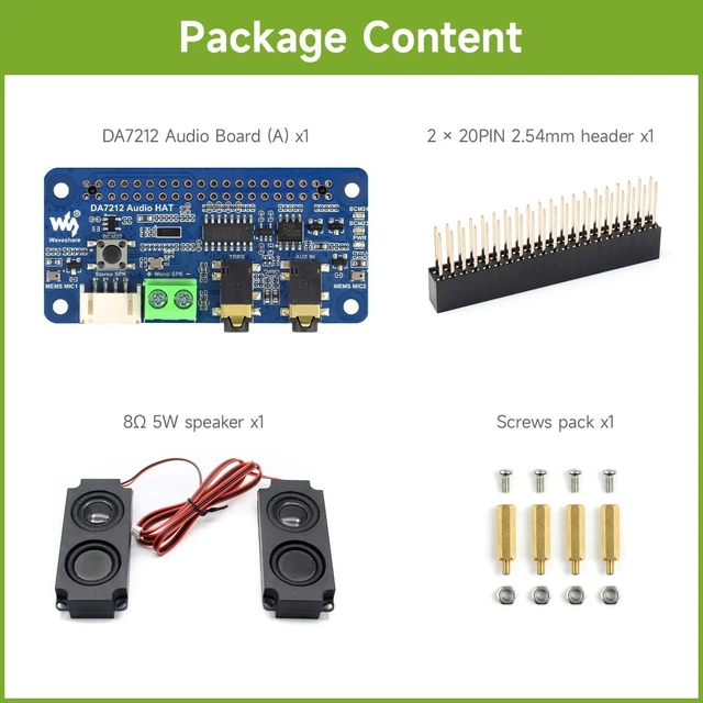 Alt view image 2 of 5 - Waveshare DA7212 I2S Audio Board Compatible with Raspberry Pi Series Boards, Stereo Encoding/Decoding, Onboard Dual Microphones
