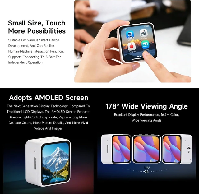 Alt view image 5 of 7 - ESP32-C6 2.16inch AMOLED Display Touch Screen Development Board, 480 × 480 Resolution, 16.7M Color, Supports Dual Microphones, Wi-Fi 6 and BLE 5