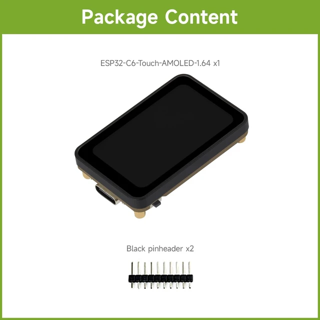 Alt view image 2 of 7 - Waveshare ESP32-C6 1.64inch AMOLED Touch Display Development Board, 280 × 456 Resolution, 16.7M Color, QSPI Interface, Supports Wi-Fi 6 and BLE 5