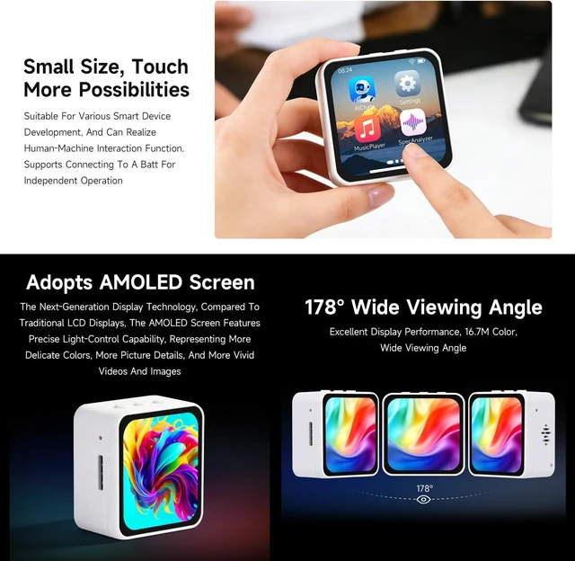 Alt view image 5 of 7 - Waveshare ESP32-S3 2.16inch AMOLED Display Development Board, 480 × 480 Resolution, 16.7M Color, Supports Dual Microphones, 2.4GHz Wi-Fi and BLE 5