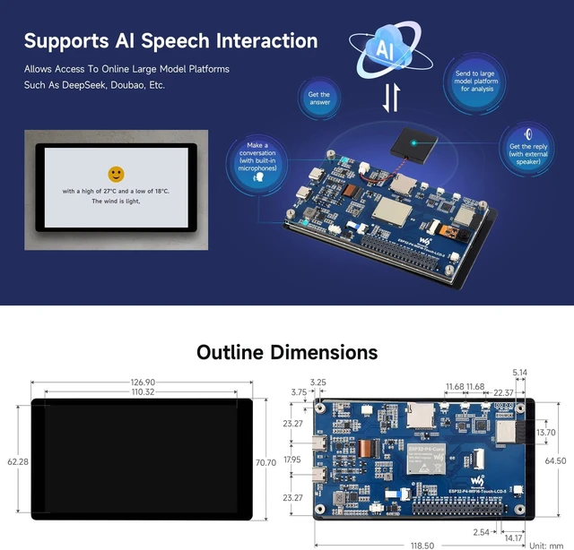 Alt view image 7 of 7 - Waveshare ESP32-P4-WIFI6 5inch Development Board, 720 × 1280 Resolution, 5-Point Touch, Onboard Audio codec chip, Supports Wi-Fi 6 and BLE 5
