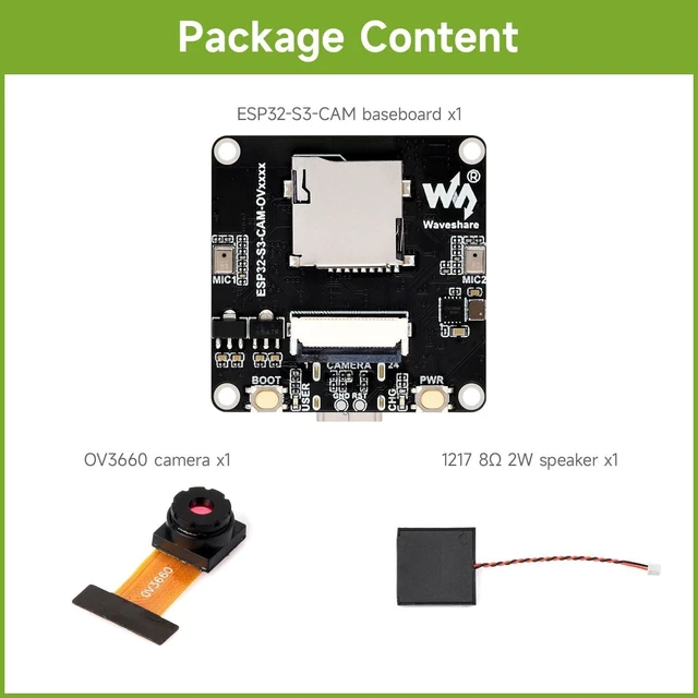 Alt view image 2 of 7 - Waveshare ESP32-S3 AIoT Camera Development Board, Integrated Audio Input and Output Module, Supports Connecting External Display, Image Capture & Recognition and AI Speech Interaction Support, OV3660