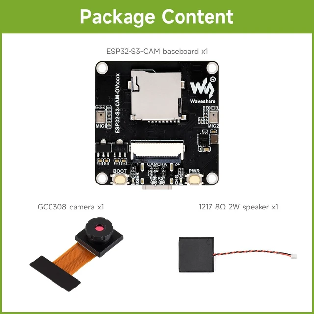 Alt view image 2 of 7 - Waveshare ESP32-S3 AIoT Camera Development Board, Integrated Audio Input and Output Module, Supports Connecting External Display, Image Capture & Recognition and AI Speech Interaction Support, GC0308