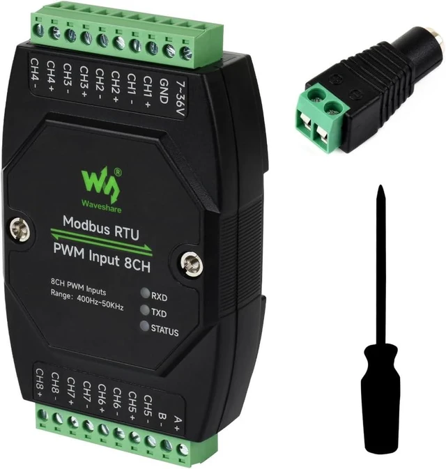 Main image of Waveshare Industrial 8-Ch PWM Input Module, Modbus RTU Protocol, Isolated RS485 Interface, Supports Frequency and Duty Cycle Acquisition, with Various Isolation and Protection Circuits
