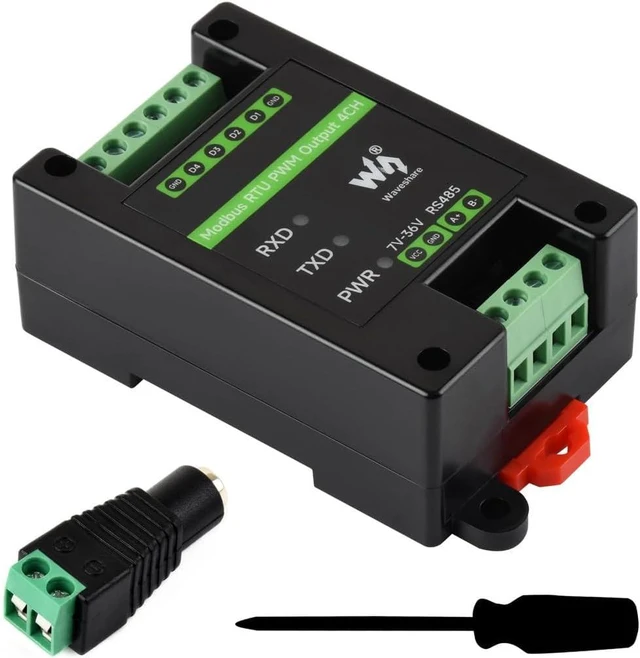 Main image of Waveshare Industrial 4-Ch PWM Output Module, Modbus RTU Protocol, Isolated RS485 Interface, Adjustable Frequency and Duty Cycle, with Various Isolation and Protection Circuits