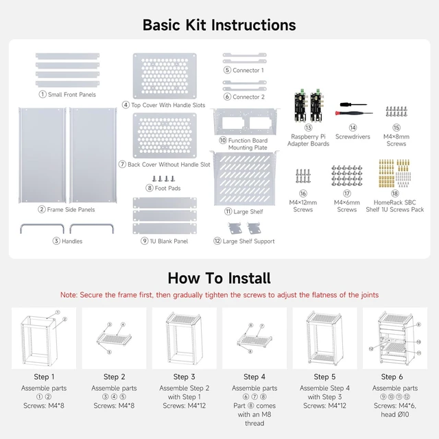 Alt view image 5 of 7 - Waveshare HomeRack 8U Server Cabinet Basic Kit, 10inch Desktop All Aluminum Alloy Rack, High Compatibility
