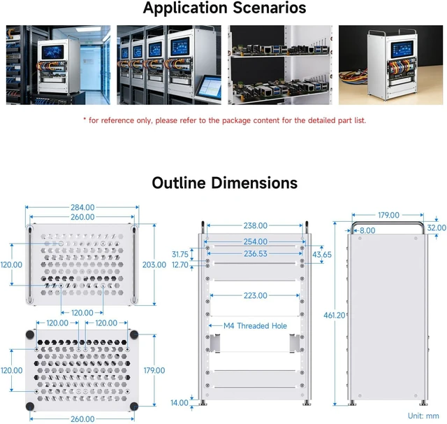 Alt view image 6 of 7 - Waveshare HomeRack 8U Server Cabinet Basic Kit, 10inch Desktop All Aluminum Alloy Rack, High Compatibility