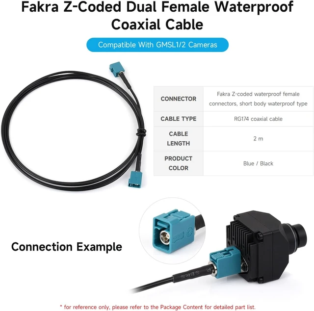 Alt view image 3 of 3 - Waveshare Fakra Z-Coded Dual Female Waterproof Coaxial Cable, Compatible with GMSL1/2 Cameras